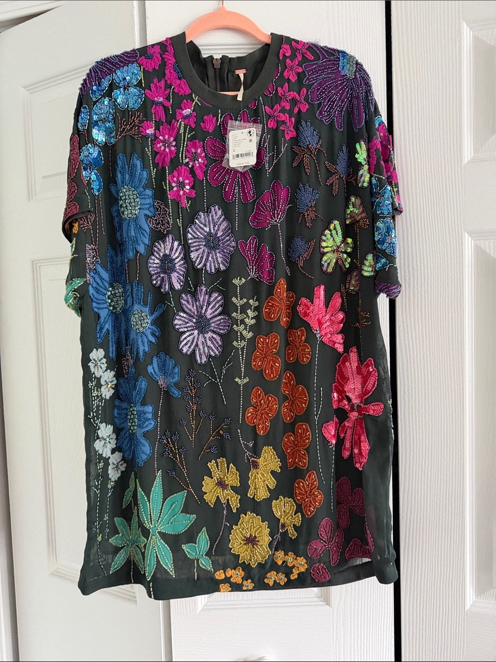New with tags Free People Jewel Mini Dress size medium twilight color beaded